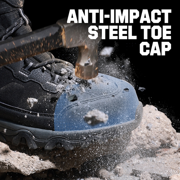 [Paladin-Steel] Men's Non-Slip Steel-Toe Work Boots - BLACK - 2