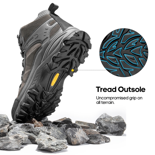 Men's Wide Suede Waterproof Hiking Boots【Wide Fit】 - DARK GREY - 4