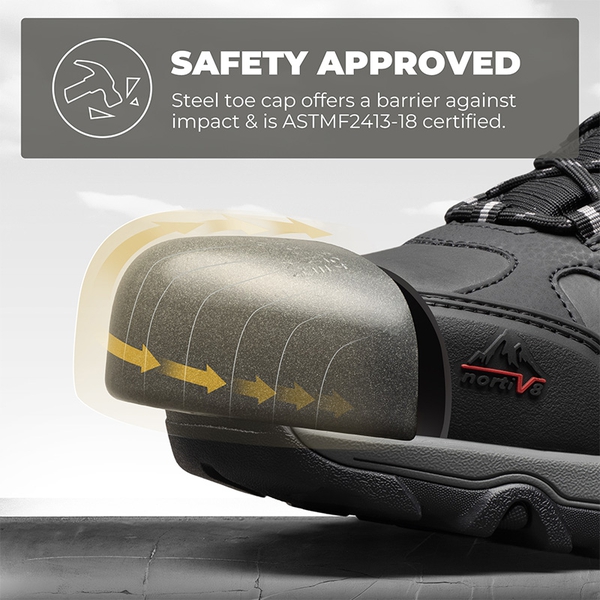 [Paladin-Steel] Men's Non-Slip Steel-Toe Work Boots - BLACK-LEATHER - 3