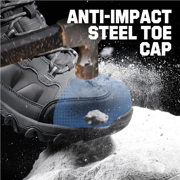 [Paladin-Steel] Men's Non-Slip Steel-Toe Work Boots - DARK GREY - 2