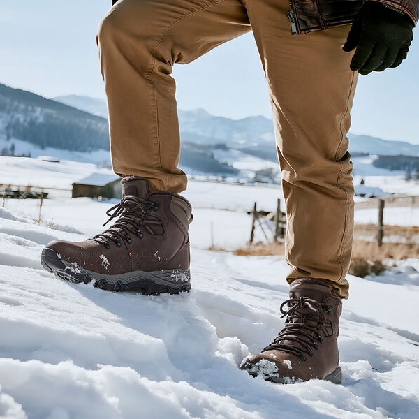 Men’s Durable Waterproof Winter Boots - DARK BROWN - 8