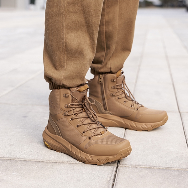 Men's Lightweight Textile Zip Military Boots - COYOTE - 7