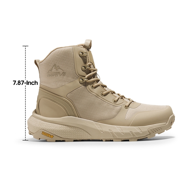 Men's Lightweight Textile Zip Military Boots - SAND - 7