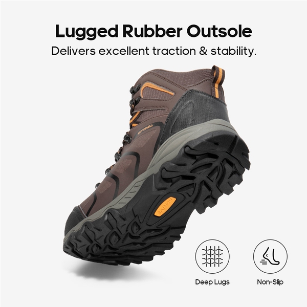 Men's Waterproof Steel Toe Safety Work Boots - BROWN/BLACK/TAN - 3