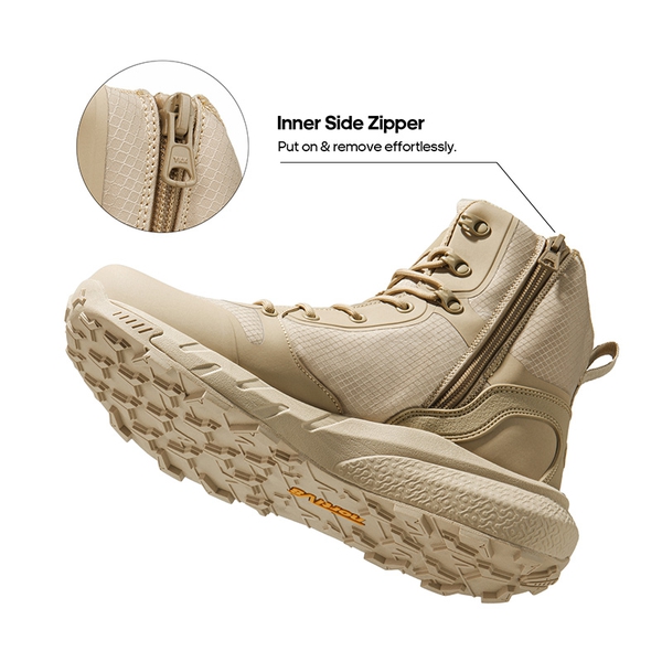 Men's Lightweight Textile Zip Military Boots - SAND - 2