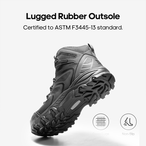 Men's Waterproof Steel Toe Safety Work Boots - ALL BLACK - 3