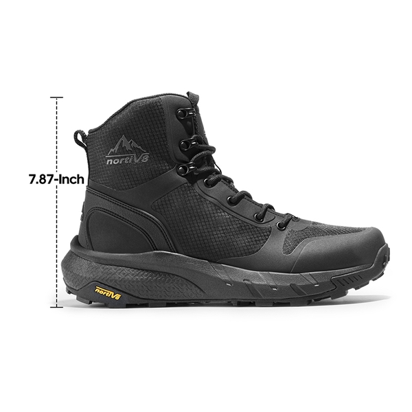 Men's Lightweight Textile Zip Military Boots【Wide Fit】 - BLACK - 10