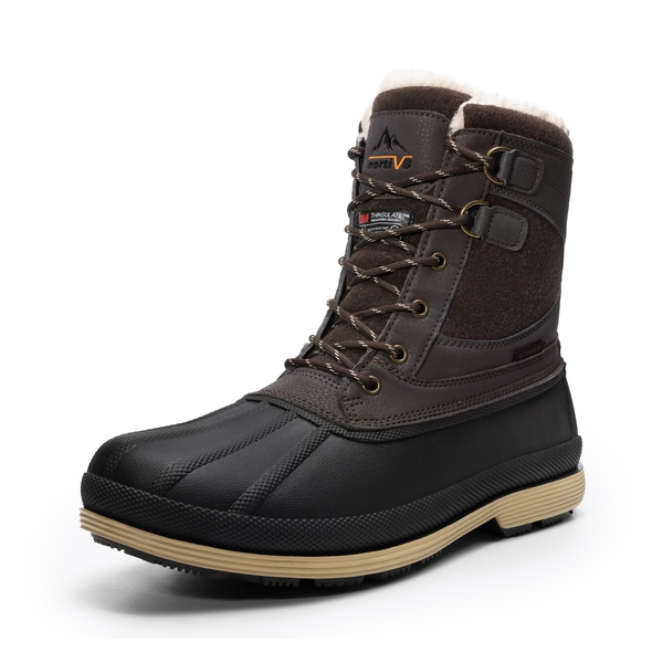 Men's Insulated Waterproof Snow Boots - DARK BROWN BLACK -  0