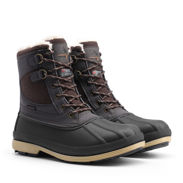 Men's Waterproof Insulated Snow Boots【Wide Fit】 - DARK BROWN-BLACK - 5