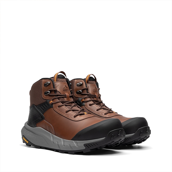 Men's Lightweight Non-Slip Nano Toe Cap Work Boots - BROWN - 2