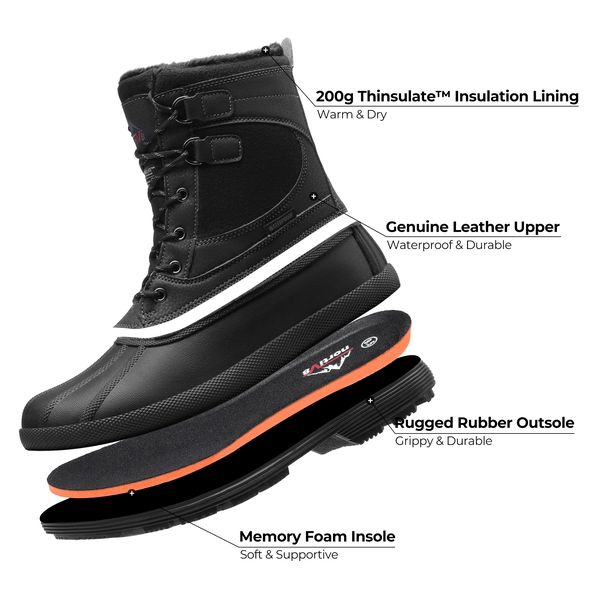 Men's Non-Slip Insulated Waterproof Snow Boots-Nortiv 8