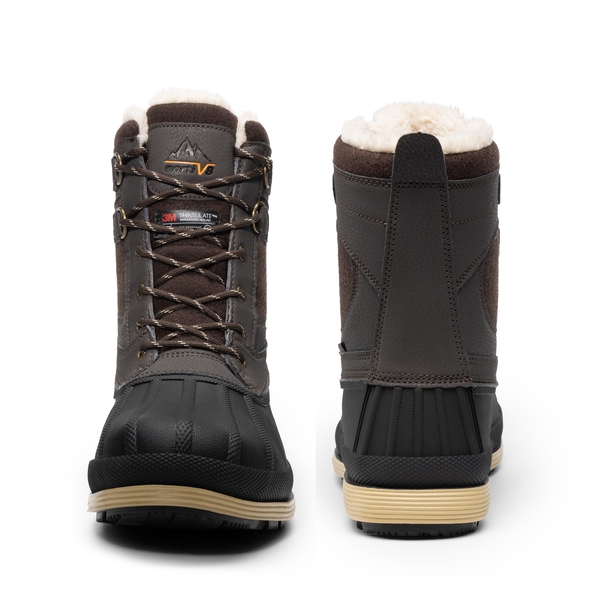 Men's Insulated Waterproof Snow Boots - DARK BROWN BLACK - 6