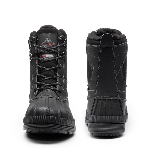 Men's Waterproof Insulated Snow Boots【Wide Fit】 - BLACK - 6