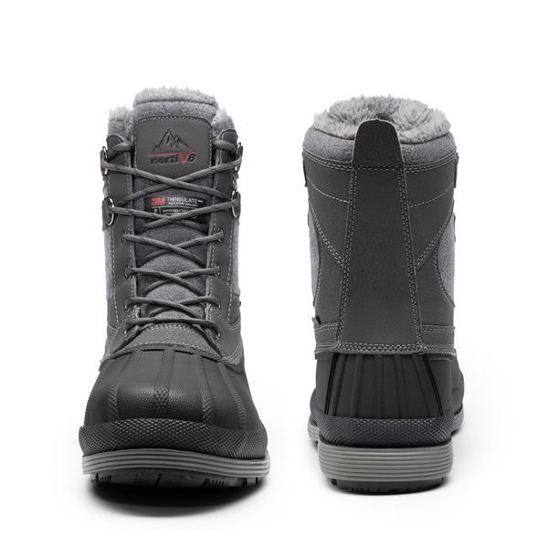 Men's Waterproof Insulated Snow Boots【Wide Fit】 - GREY-BLACK - 6
