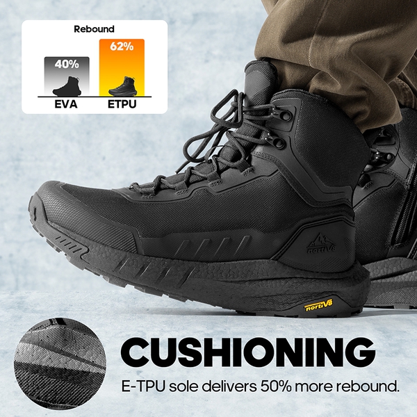 Men’s Lightweight Zip Tactical Work Boots【Wide Fit】 - BLACK - 2