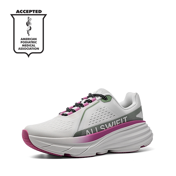Women’s Slip-Resistant Arch Support Running Shoes - WHITE/PINK -  0