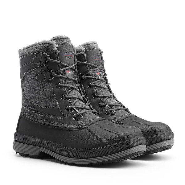 Men's Insulated Waterproof Snow Boots - GREY BLACK - 5