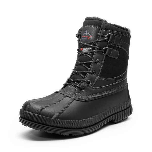 Men's Insulated Waterproof Snow Boots - BLACK - 1