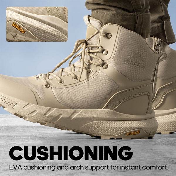 Men's Lightweight Textile Zip Military Boots - SAND - 9