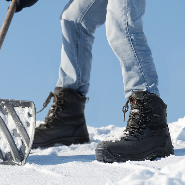 Men's Waterproof Thinsulate Fur Snow Boots【Wide Fit】 - BLACK - 6