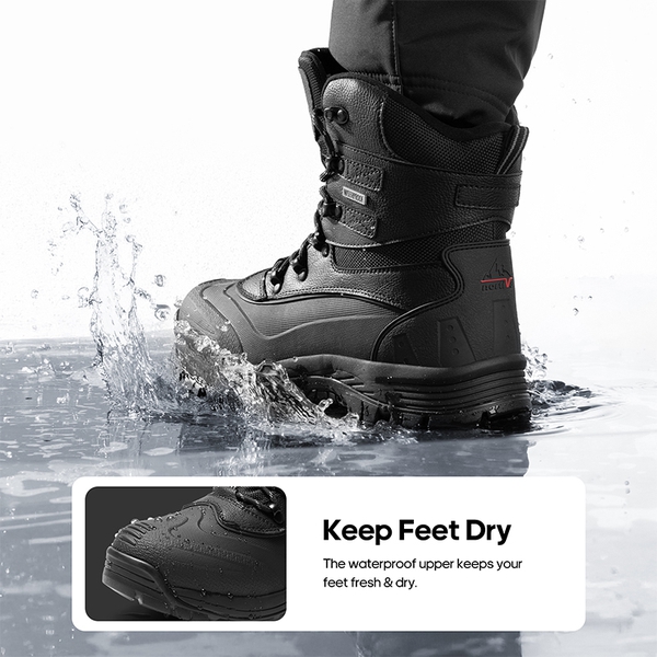Men's Waterproof Thinsulate Fur Snow Boots【Wide Fit】 - BLACK - 2