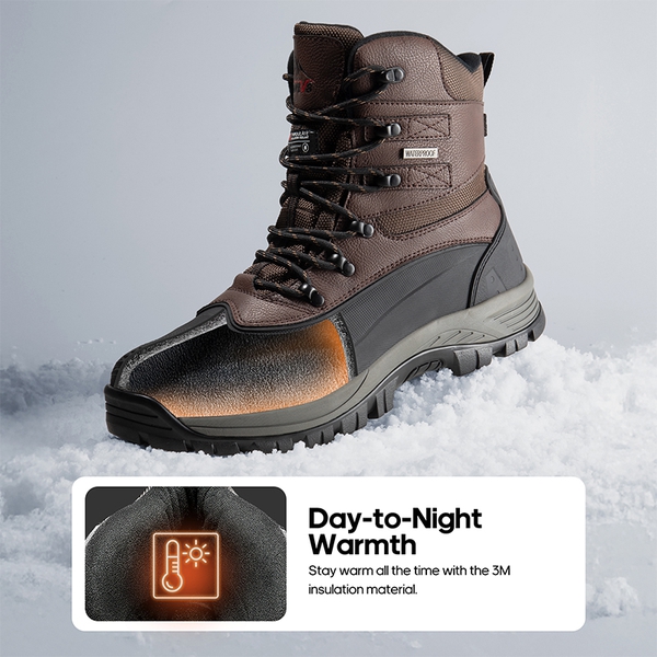 Men's Waterproof Insulated Winter Snow Boots - DARK BROWN BLACK - 1