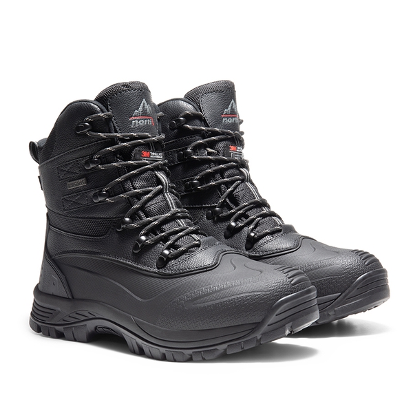 Men's Waterproof Thinsulate Fur Snow Boots【Wide Fit】 - BLACK - 4