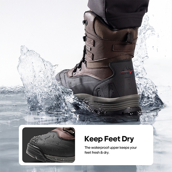 Men's Waterproof Thinsulate Fur Snow Boots【Wide Fit】 - DARK BROWN-BLACK - 2