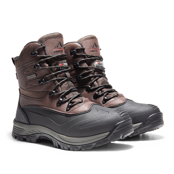 Men's Waterproof Insulated Winter Snow Boots - DARK BROWN BLACK - 4