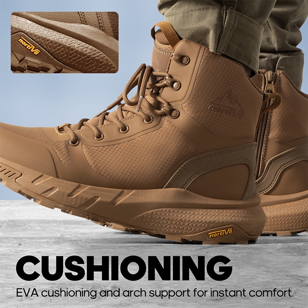 Men's Lightweight Textile Zip Military Boots - COYOTE - 9