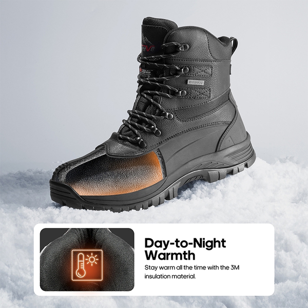 Men's Waterproof Insulated Winter Snow Boots - BLACK - 3