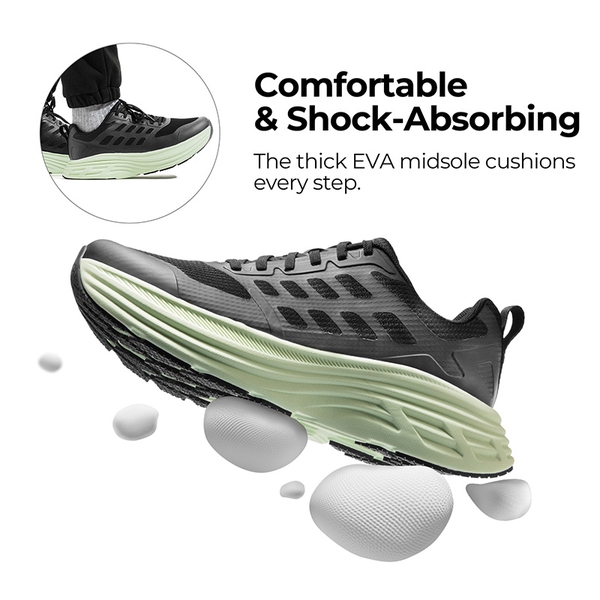[ActiveFloat] Men's Comfortable Lightweight Running Shoes - BLACK/GREEN - 2
