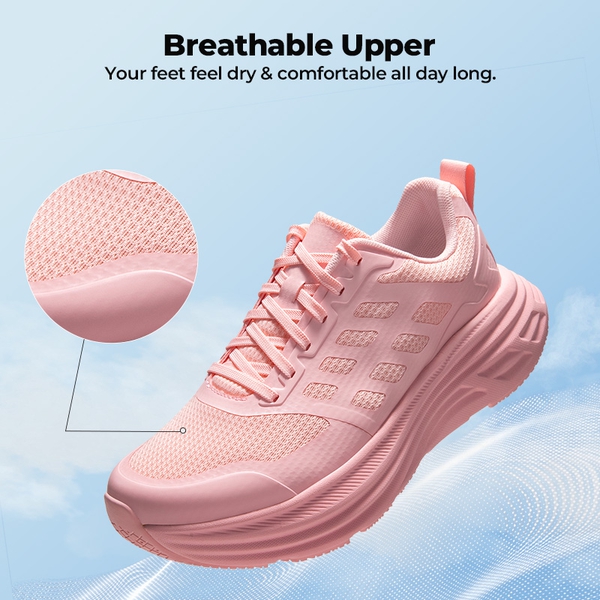 [ActiveFloat] Women's Breathable Lifestyle Walking Sneakers - PINK - 4