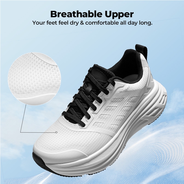 [ActiveFloat] Women's Breathable Lifestyle Walking Sneakers - WHITE - 4