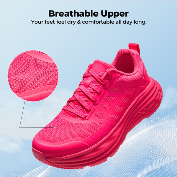 [ActiveFloat] Women's Breathable Lifestyle Walking Sneakers - HOT PINK - 4