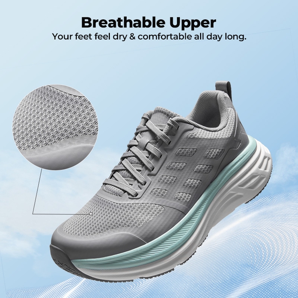 [ActiveFloat] Women's Breathable Lifestyle Walking Sneakers - GREY - 4