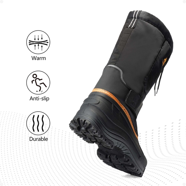 Men's Tall Winter Snow Boots - BLACK/ORANGE - 3
