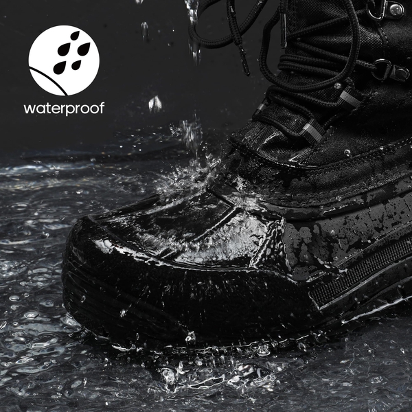 Men's Fur Lined Slip-Resistant Durable Snow Boots - BLACK - 2