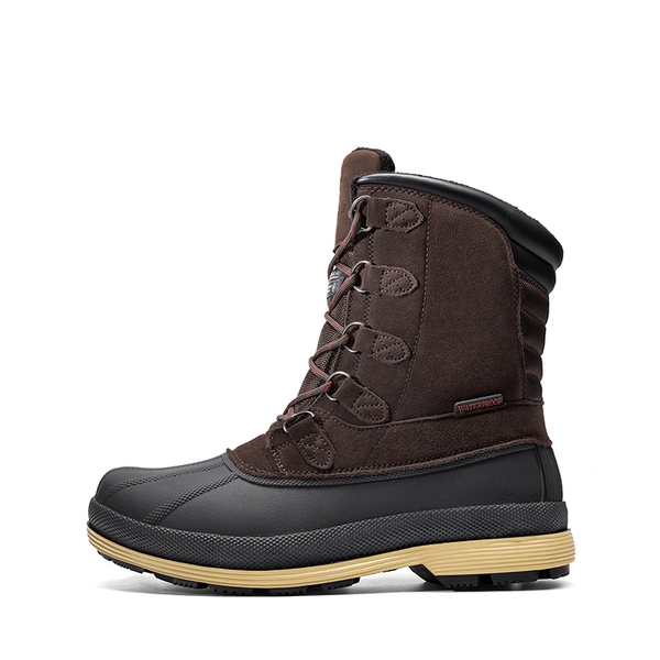 Men's Waterproof Winter Snow Boots - DARK BROWN BLACK - 4