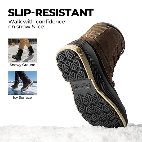 Men's Wide Suede Waterproof Snow Boots - KHAKI-BROWN - 2