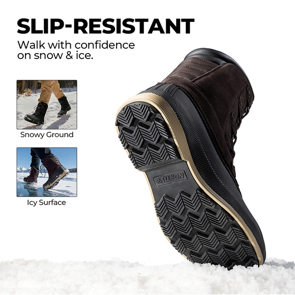 Men's Waterproof Winter Snow Boots - DARK BROWN BLACK - 2