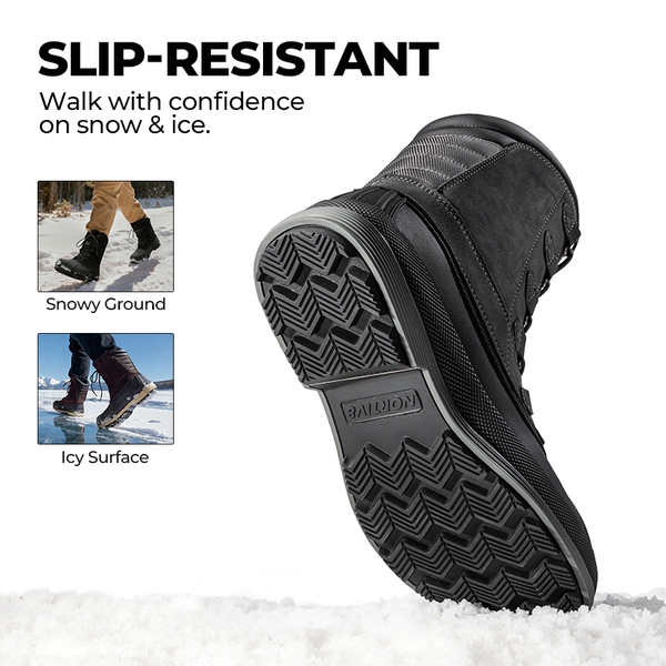 Men's Waterproof Winter Snow Boots - GREY-BLACK - 2