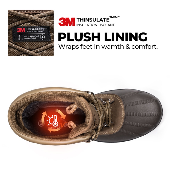 Men's Waterproof Winter Snow Boots - KHAKI BROWN - 1