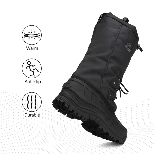 Men's Warm Waterproof Wind-Resistant Snow Boots - BLACK - 4