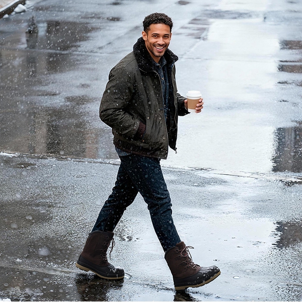 Men's Waterproof Winter Snow Boots - DARK BROWN BLACK - 5