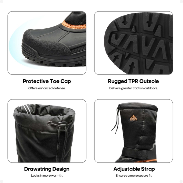 Men's Tall Winter Snow Boots - BLACK/ORANGE - 1
