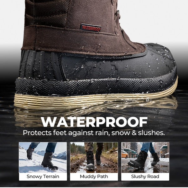 Men's Waterproof Winter Snow Boots - DARK BROWN BLACK - 3