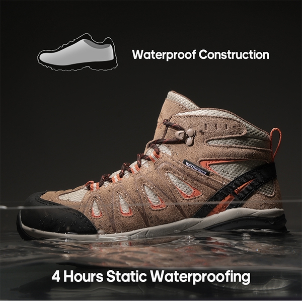 Women's Suede Waterproof Hiking Boots 【Wide Fit】 - BROWN - 6