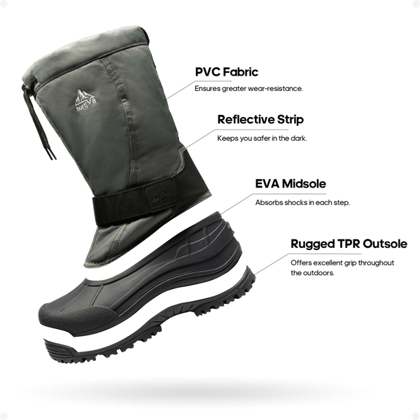 Men's Tall Winter Snow Boots - GREY/BLACK - 2