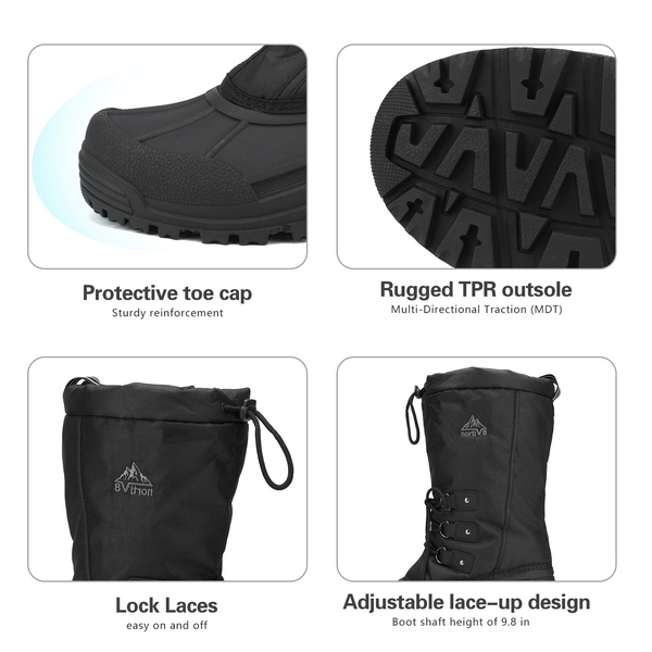 Men's Warm Waterproof Wind-Resistant Snow Boots - BLACK - 3